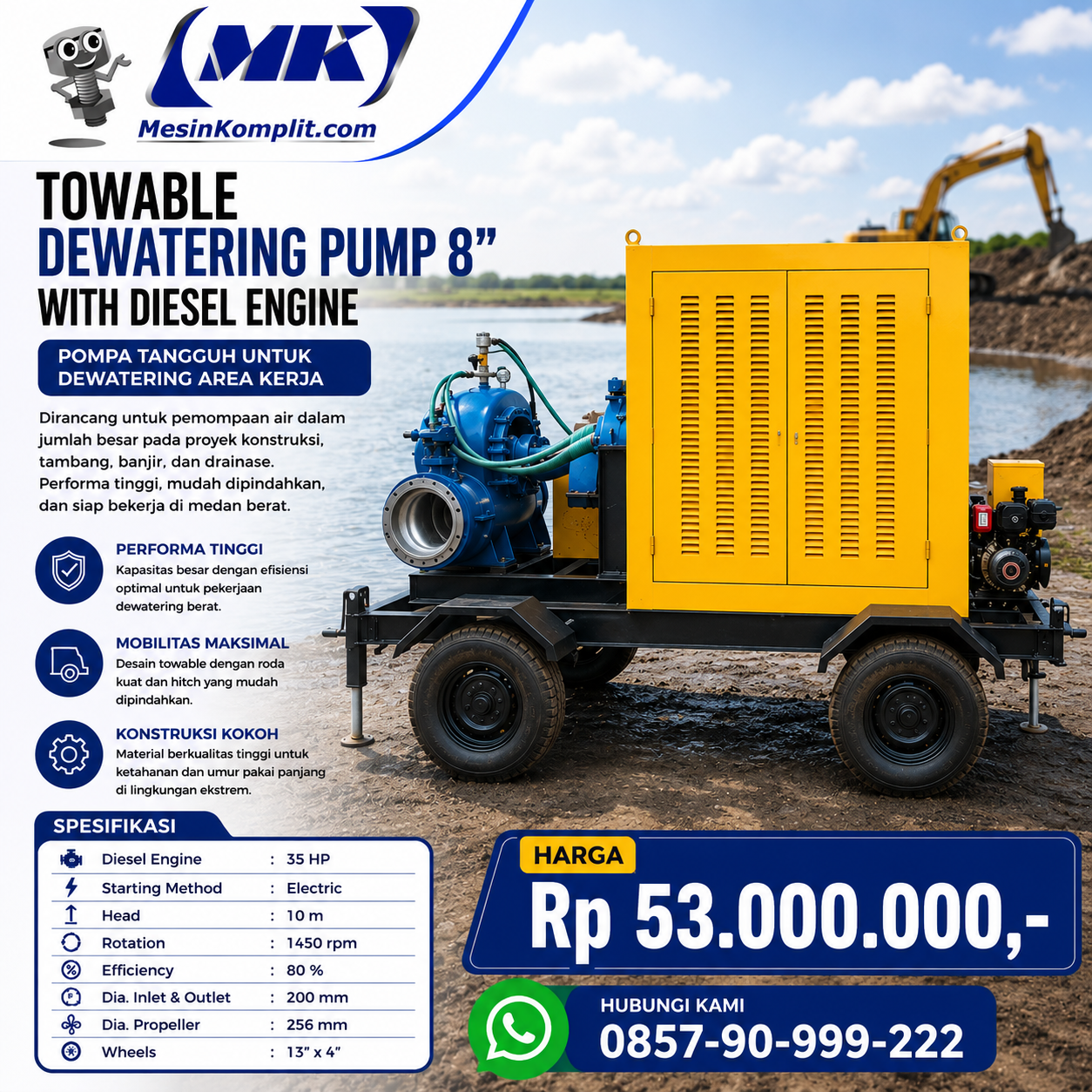 Pompa Trailer Banjir 8in ...